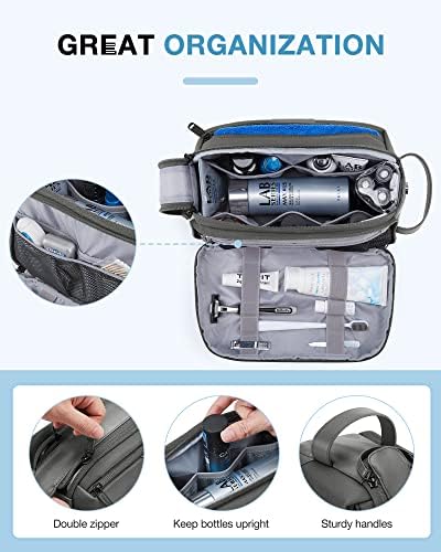 BAGSMART Toiletry Bag for Men, Large Travel Toiletry Organizer, Dopp Kit Water-resistant Shaving Bag for Toiletries Accessories - Grey
