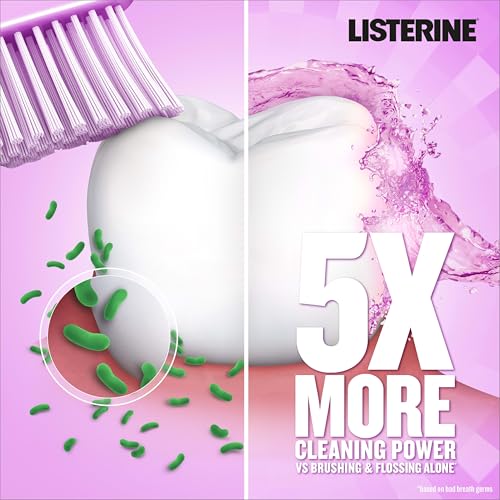 Listerine Total Care Alcohol-Free Anticavity Fluoride Mouthwash, 6 Benefit Oral Rinse to Help Kill 99% of Germs That Cause Bad Breath, Strengthen Enamel, Fresh Mint Flavor, 500 mL