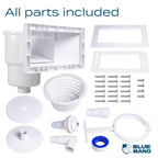 Blue Mano Wide Mouth Above Ground Pool Skimmer Complete Kit, Replacement for SP1091WM Dyna-Skim, 45-430, 32192, Opening Width 14" Fits for All Wide Standard Pool Wall