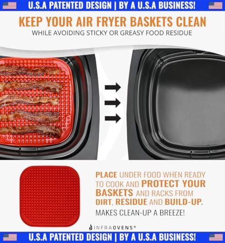 Air Fryer Liners Set of 3 with Silicone Mat, Heat Resistant Mats for Air Fryer Compatible with Ninja, Chefman, Instant Pot, Ultrean + more, Air Fryer Parchment Paper Liners Replacement Reusable Mats