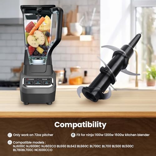 Replacement Ninja Blender Blade, Parts Fit for 72 oz Pitcher, Blades Compatible with Kitchen System 1100W Pitcher BL740 BL642 BL500C BL660C