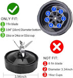 Replacement Parts for Ninja Blender 7 Fins Bottom Blade and 1 Gasket Rubber for Nutri Ninja Auto iQ BL482-30 BL492 BL642-30 NN102 BL687CO-30 BL2013 (Blade Updated)