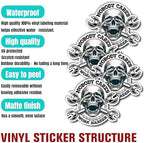 Pack 4PCS Nobody Cares Work Harder Stickers Skull Mechanic Engineer Waterproof Vinyl Decals Decor Water Bottle Laptop Phone Tumbler Hard Hat Helmet Toolbox Window Car Truck Gift