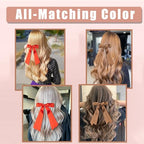 Large Double Hair Bows 2 PCS Satin Ribbon Bow for Women,Hair Bows for Women,Hair Ribbons,Oversized Long-tail Cute Aesthetic Hair Accessories,Large Hair Barrettes for Women（ Black,White）