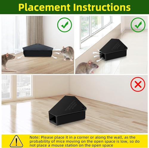8 Pcs Mouse Bait Station with Keys Indoor Outdoor for Rats Mice Rodents, Reusable Mouse Poisoning Bait Blocks, Stay Away from Children & Pets