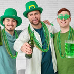 12 PCS St Patricks Day Necklace, Gold Green Beads Shamrocks Necklace, Plastic Shamrocks Bead Necklace Set, Irish Beer Decorations Supplies for St.Patricks Day Accessories Decorations Favors Bulk