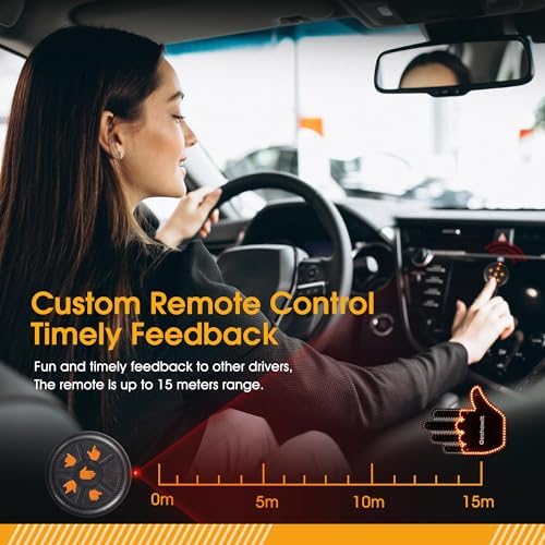 Car Accessories for Men - Car Finger Light with 6 Gestures Remote - Show Your Feelings to Drivers - Ideal Gift Hand Gesture Lights, Truck Accessories, Hand Sign Car LED Signs for Men and Women