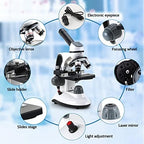 40X-2000X Microscopes for Kids Students Adults, with Microscope Prepared Slides 30p, 2.0 mp Camera, Microscope Accessories, Phone Adapter, Microscopes for School Laboratory Home Education