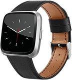 Leather Bands Compatible with Fit bit Versa 2 Bands & Versa Bands & Versa Lite Wristbands, Classic Fit bit Versa SE Replacement Leather Strap for Women Men