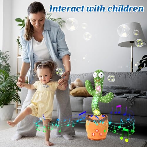 Dancing Talking Cactus Toy for Baby Toddler, Boys Girls Gifts Singing Mimicking Cactus Toy Recording Repeating What You Say Cactus Baby Toy with 120 English Songs (Talking Cactus-Adjustable Volume)