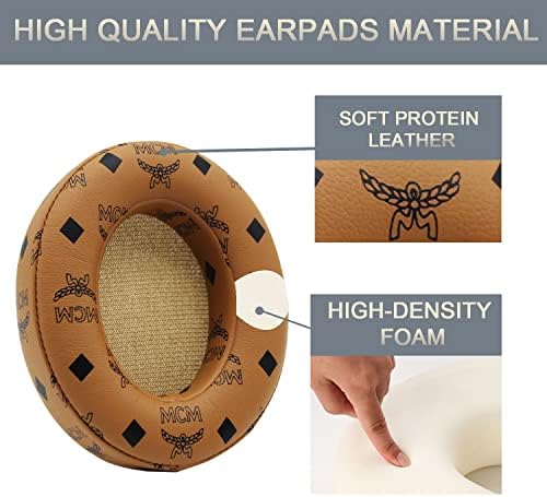 Replacement Ear Pads Protein PU Leather Ear Cushion Compatible with Beats by Dr.Dre Studio 2.0 Studio 3 B0500 B0501 Wired Wireless Over-Ear Headphones (Floral Brown)
