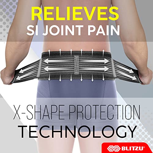 BLITZU Sacroiliac Hip Belt for Women and Men, Waist Trochanter Brace that Eases Sciatic, Chronic Lower Back Pelvic, Leg and Sacral Nerve Pain Caused by Si Joint Dysfunction S-M