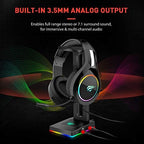 havit RGB Headphones Stand with 3.5mm AUX and 2 USB Ports, Headphone Holder for Gamers Gaming PC Accessories
