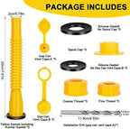 Godboy Gas Can Spout Replacement, Gas Can Nozzle, (5 Kit-Yellow) Flexible Pour Nozzle Suitable for Most 1/2/5/10 Gal Oil Cans, Fuel Can Spout Replacement