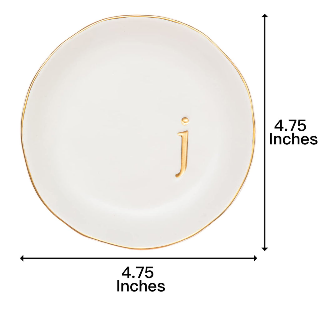 COLLECTIVE HOME - Ceramic Jewelry Tray, Decorative Trinket Dish for Rings Earrings Necklaces Bracelet Watch Keys, Birthday Mother's Day for Women, 4.75", White Surface (J)
