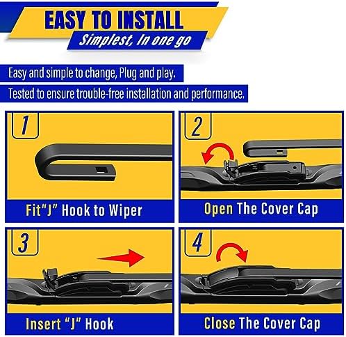 3 wipers Replacement for 2014-2021 Jeep Cherokee, Windshield Wiper Blades Original Equipment Replacement - 26"/18"/14" (Set of 3) U/J HOOK