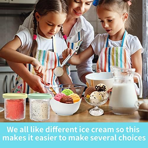 Replacement for Ninja Creami Pints and Lids - 4 Pack NC501, Compatible with Ninja NC501 NC500 Series Creami Deluxe ice Cream Makers, Containers with Leak Proof Lids, Dishwasher Safe