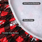 smiry Round Fitted Vinyl Table Cloth Cover Elastic Edged Flannel Backed, Waterproof Wipeable Christmas Vinyl Tablecloth for 36"-44" Round Tables, Bufflo Checked Snowflake