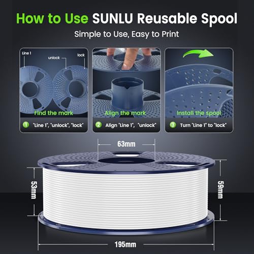 SUNLU PLA 3D Printer Filament PLA Filament 1.75mm, Neatly Wound PLA 3D Printing Filament 1.75mm, Dimensional Accuracy +/- 0.02 mm, Fit Most FDM 3D Printers, 1kg Spool (2.2lbs), PLA Black