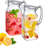 Amazing Abby - Quadly - 2-Pack Acrylic Pitcher (64 oz), Clear Plastic Water Pitcher with Lid, Fridge Jug, BPA-Free, Shatter-Proof, Great for Iced Tea, Sangria, Lemonade, Juice, Milk, and More