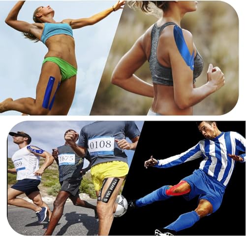 KT Tape, PRO Synthetic Elastic Kinesiology Athletic Tape, 150 Count, 10" Precut Strips, Black