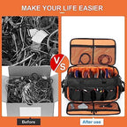 Gig Band Cable File Bag With Adjustable Dividers Dj Cable Gig Bag for Cables, Cords,DJ Gear,Musicians Accessories 20"×12"×12"