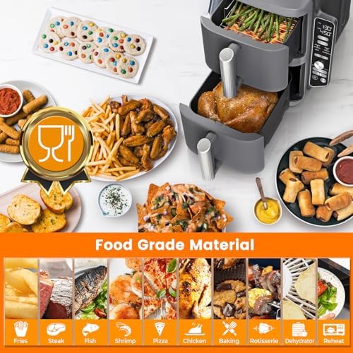 Air Fryer Replacement Tray for Ninja SL401 DoubleStack XL 2-Basket, 2 Packs Air Fryer Grill Plate Tray Accessories, Dishwasher Safe