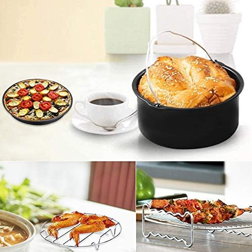 9 Inch Air Fryer Accessories XL 10 PCS with Cupcake Pan, Pizza Pan, Silicone Baking Cup, Recipe Cookbook, 100Pcs Parchment Paper for 5.3Qt - 6.8Qt and Larger Size Phillips Air Fryer Instant Pot