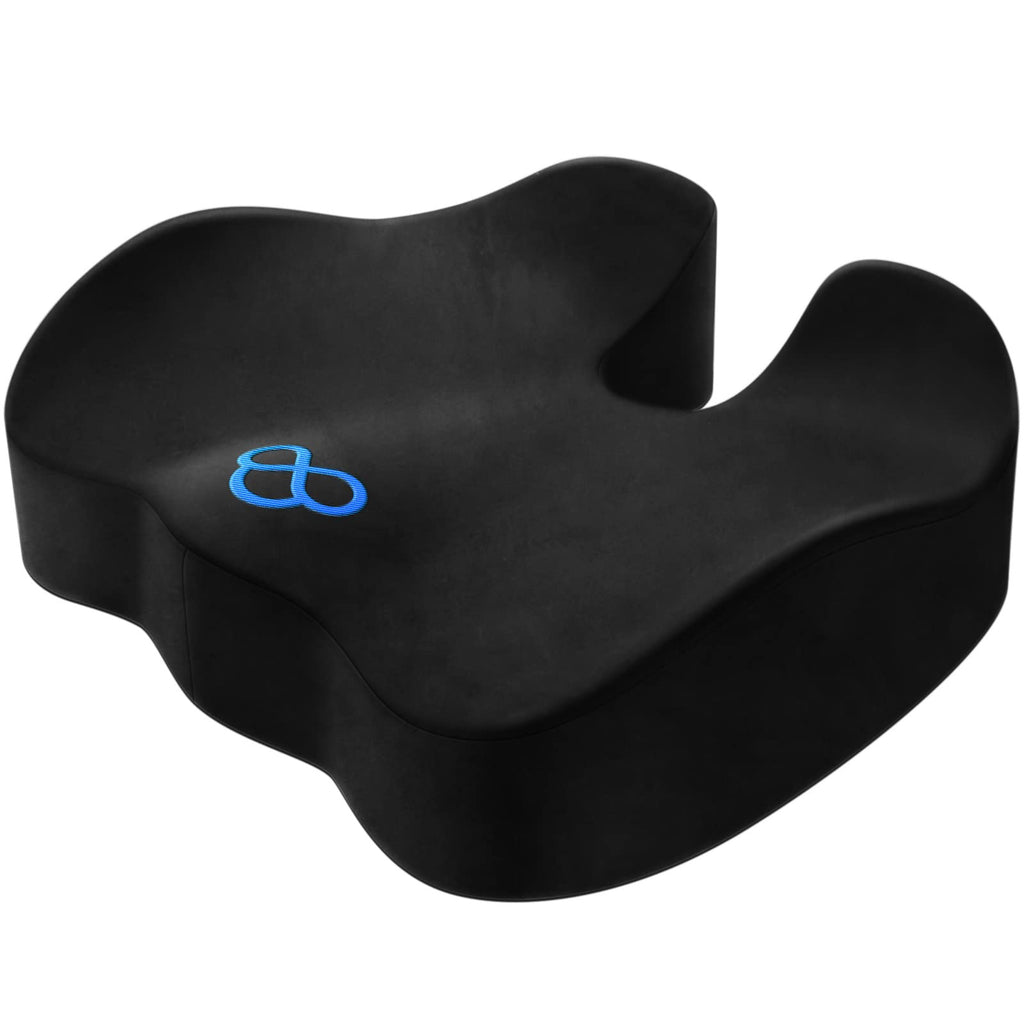 BlissTrends Seat Cushion,5.2in Thick Memory Foam Cushions for Office Chair, Car Seat, Airplane, Relieving Pressure Tailbone Sciatica Back Pain for Long Sitting Office Workers, Car Drivers Black