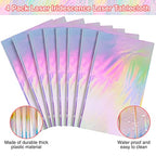 8 Pack Iridescence Plastic Tablecloths Shiny Disposable Laser Rectangle Table Covers Holographic Foil Tablecloth Iridescent Party Decoration Birthday Bridal Wedding Christmas 54" x 108"(Laser)
