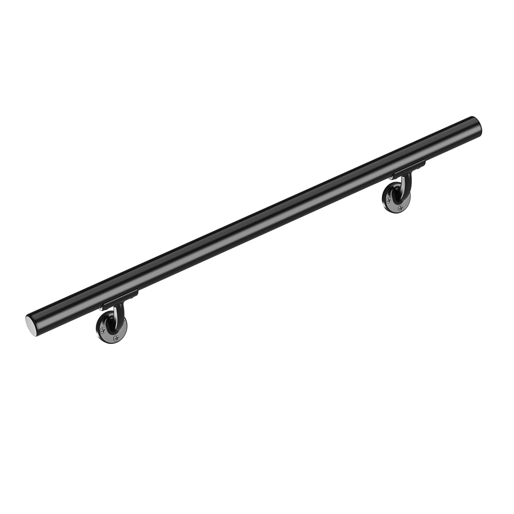 Meranti Aluminum Handrail for Indoor or Outdoor Steps and Stairs – Hand Rails for Elderly – DIY Complete Stair Railing Kit (5' Length, Black)