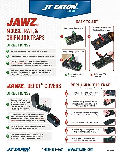 JT Eaton 410BULK Jawz Plastic Rat Trap, for Solid or Liquid Bait (Pack of 12)