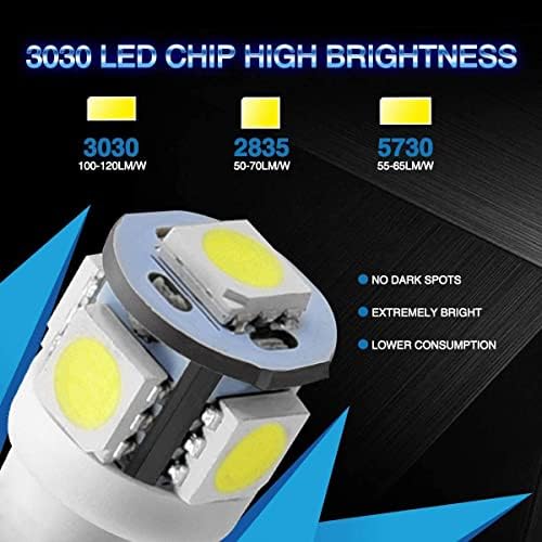 Marsauto 194 LED Bulb 6000K White 168 T10 2825 W5W 5SMD Replacement Bulbs for Car Dome Map Door Courtesy Side Marker Reading Glove Box License Plate Lights (Pack of 10)
