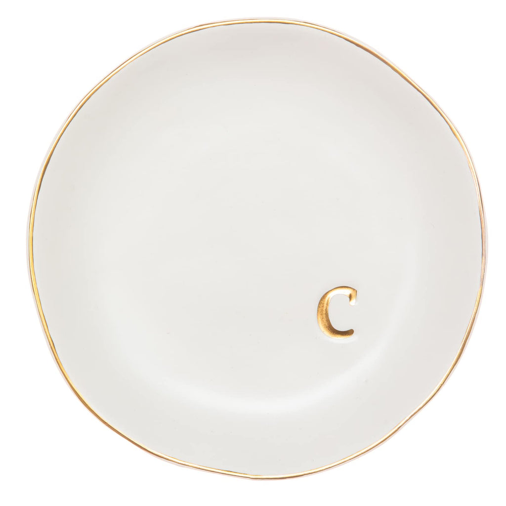 COLLECTIVE HOME - Ceramic Jewelry Tray, Decorative Trinket Dish for Rings Earrings Necklaces Bracelet Watch Keys, Birthday Mother's Day for Women, 4.75", White Surface (C)
