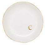 COLLECTIVE HOME - Ceramic Jewelry Tray, Decorative Trinket Dish for Rings Earrings Necklaces Bracelet Watch Keys, Birthday Mother's Day for Women, 4.75", White Surface (C)