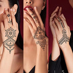 Henna Tattoo Stencil Kit Temporary Tattoo Template Set, Indian Arabian Tattoo Stickers Mehndi Stencils for Hand Body Art, 6-Sheet
