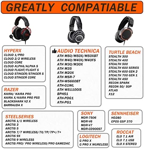 GVOEARS Replacement Earpads for Audio Technica ATH M50X/M40X/M30, HyperX Cloud/Alpha, Sony MDR-7506 Series, Steelseries Arctis earpads Replacement, Ear Cushions Also fit Turtle Beach Stealth & More