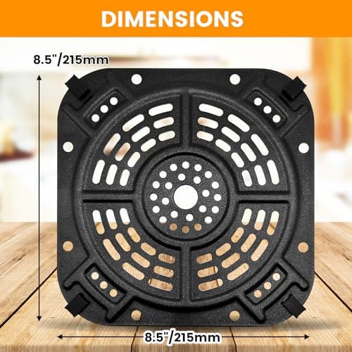 GWY Air fryer Replacement Parts for Ninja AF141 Air Fryer Pro 4-in-1 5 QT, 8.5''×8.5'' Air Fryer Grill Pan Grill Plate Crisper Plate Accessories Tray Rack with Rubber Bumpers, Dishwasher Safe