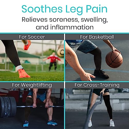 Vive Full Leg Compression Sleeves for Men & Women (Pair) - Knee, Calf, & Thigh Support Brace Wrap for Basketball, Football, Wrestling - Footless Long Running Accessories for Shin Splints (Medium)