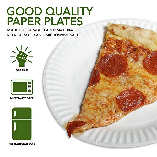 Stock Your Home 9-Inch Paper Plates Uncoated, Everyday Disposable Plates 9" Paper Plate Bulk, White, 300 Count