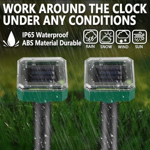Mole Repellent 4 Pack Ultrasonic Solar Powered Animal Repellent for Outdoor Lawn Garden for Snakes, Moles, Gophers, Groundhogs, Voles and Other Burrowing Rodents