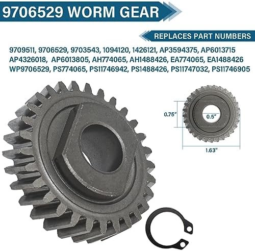 Worm Gear Kit Compatible With KitchenAid Whirlpool 5QT & 6QT Mixer Gear Parts Replacement, Worm Follower Gear Kit 9706529 W11086780 9709511 9703337 9709231