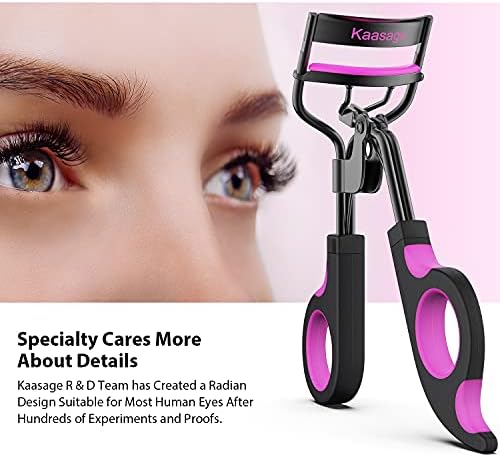 Kaasage Eyelash Curler with Pads, Lash Curler with 5 Extra Silicone Replacement Pads, Achieve Perfect Curls in 5 Seconds