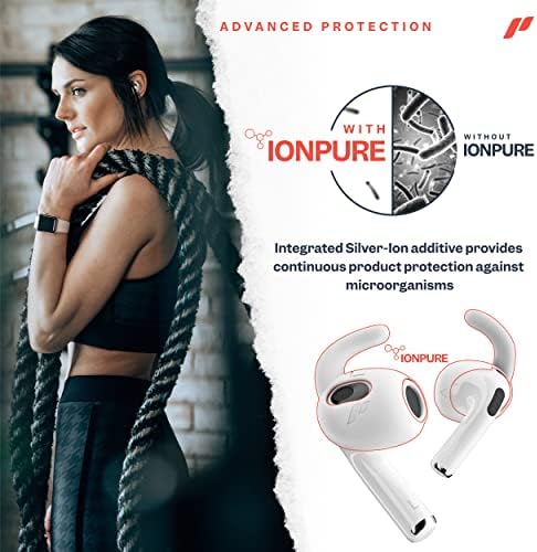 Proof Labs 3 Pairs AirPods 3 Ear Hooks Covers [Added Storage Pouch] Grip Tips Anti Slip Wings Accessories Compatible with Apple AirPod 3rd Generation (White)