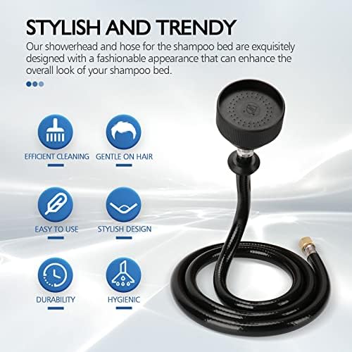 LukLoy UPC Certified Salon Shampoo Bowl Sprayer Head with Black Rubber Hose, Professional Salon Sink Replacement Part for Salon Barber Shop Spa, 1/4" Thread