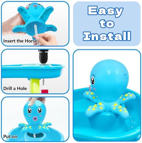 Water Table Pump, Octopus Battery Powered Water Pump for Water Table 3 Hours Non-Stop Fun Summer Outdoor Water Toys Outside Water Play Table Accessories for Toddlers Kids (Blue)