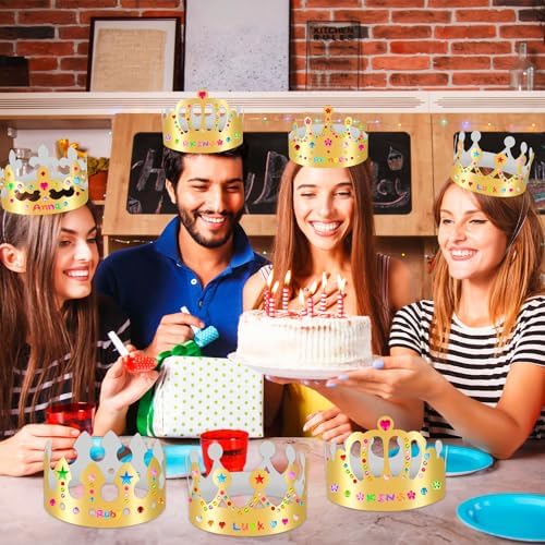 Gold Paper Crowns, Diy Birthday King Crowns Craft to Decorate, Paper Prince Princess Crown Hats for School Classroom
