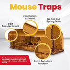 Utopia Home Humane Mouse Traps Indoor for Home (Pack of 4) - Brown Reusable Mice Traps for House Indoor - Pet Safe Mouse Trap Easy to Set, Quick, Effective, & Safe Rodent Trap