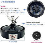 Blender 7 Fins Blade Base Extractor Replacement Parts Compatible with Nutri Ninja Auto iQ AMZ012BL AMZ493BRN BL450-30 BL456-30 BL480-30 BL482-30 BL494 BL640 BL642 CT682SP BL680 BL682 BN400 BN401 BN801