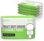 Toilet Seat Covers Paper Flushable (50 Pack) - XL for Adults and Kids Potty Training, 100% Biodegradable Travel Accessories Public Restrooms, Airplane, Camping